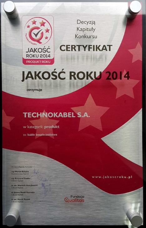 certyfikat jakosc roku2014